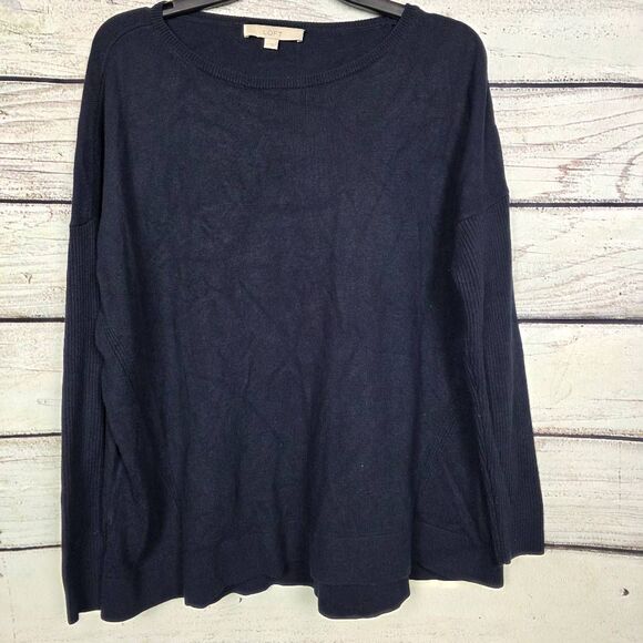 Loft M Navy Long Sleeve Lightweight Sweater Top - Picture 3 of 8